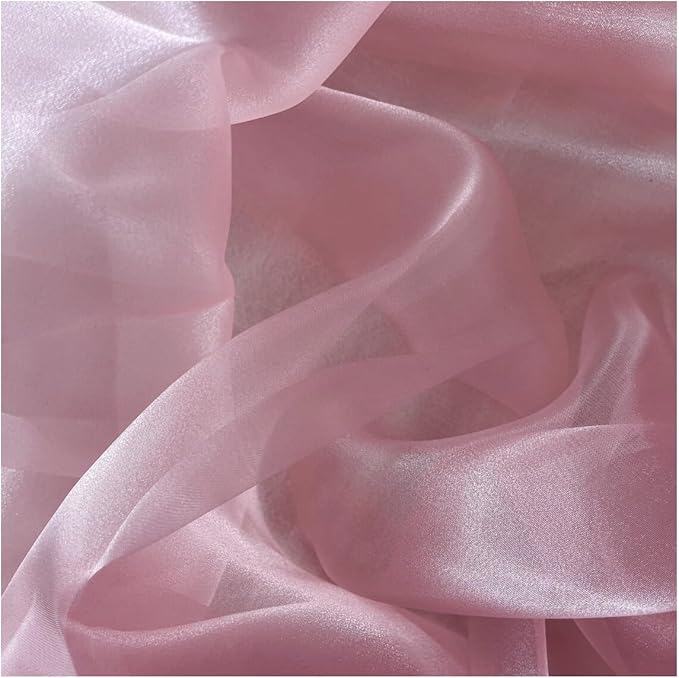 MDS Pack of 25 Yard Sheer Organza Fabric for Wedding Party Home Event Banquet Decorations, Backdrop Curtain Craft Dress Sewing Fashion DIY Crystal Organza Tulle Fabric Bolt 44” Wide - Blush Pink