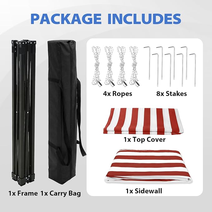 EAGLE PEAK 4x4 Pop Up Changing Tent, Flat Top Changing Room, White/Red | Portable, Privacy Tent, Pool Cabana, Dressing Room, Shower & Toilet Use, Opaque Fabric, Instant Setup, Photoshoots, Camping