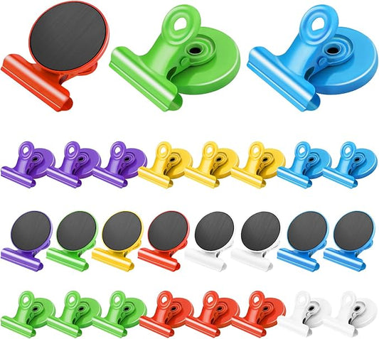 Grtard 24 Pack Colorful Magnetic Clips Heavy Duty, Magnet Clips for Fridge, Refrigerator Magnets with Clip, No-Scratch Strong Magnetic Clip for Refrigerator, Whiteboard, Cruise Cabins, Locker
