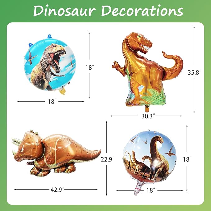 Dinosaur Birthday Decorations for Kids, Party Supplies 397 PCS, Serves 20 | Dinosaur Theme, Includes Balloons, Tablecloth, Cake Topper, Paper Plates