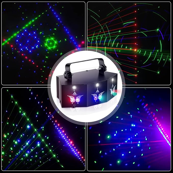 U`King Party Lights DJ Disco Light,9 Lens Stage Lighting Support DMX512 and Sound Activated with Remote Control Laser Lights for Parties Birthday Wedding Karaoke Bar KTV Club Stage Live Show