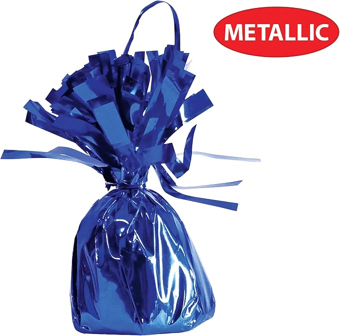 Beistle Metallic Wrapped Balloon Weights – 12 Pack, Blue Centerpiece Bouquet Holders, Party Decorations for Birthdays, Graduations, Baby Showers, School Events, and Patriotic Celebrations, 6 Oz