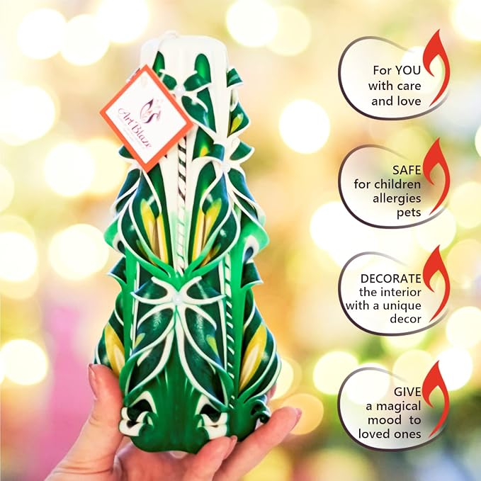 Carved Candles - Handmade Candles Long Burning - Unscented Decorative Candle - Luxury Candles for Home Decor - Birthday Anniversary Romantic Relaxing Mothers Day Gift for Women - Summer Glade