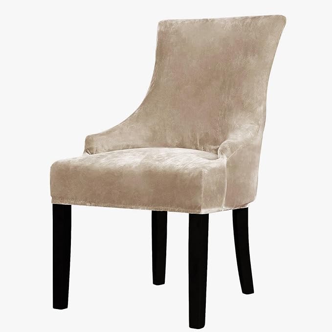 Lellen Stretch Wingback Side Chair Slipcover - Wingback Chair Seat Covers Arm Chair Protector Cover for Dining Room Banquet Home Decor (Taupe, 1PC)