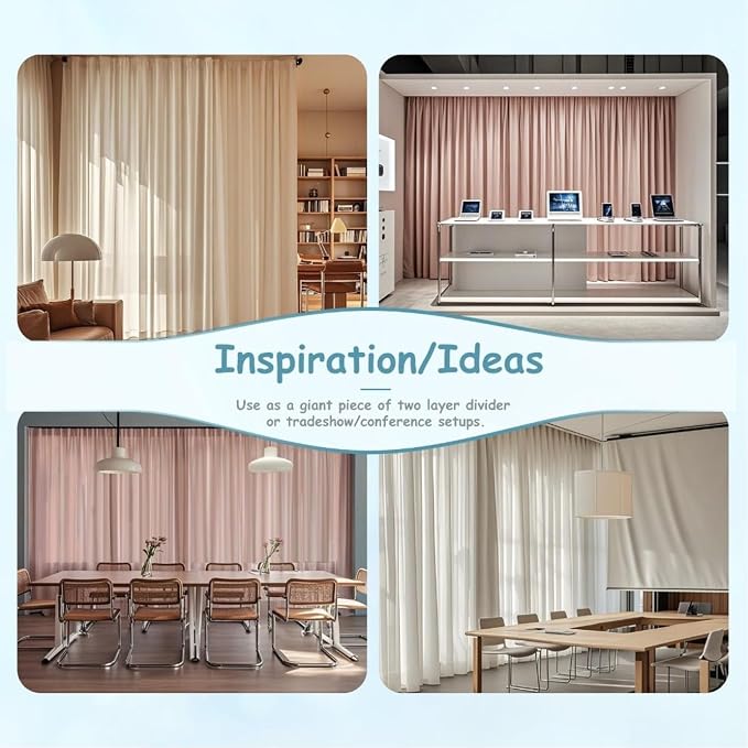 Extra Wide Two Layers One Piece Trade Show Booth Backdrop, Pink, 20x10ft | Chiffon Tulle & Polyester, Extra Wide Blackout Curtains, Theatrical Backdrops