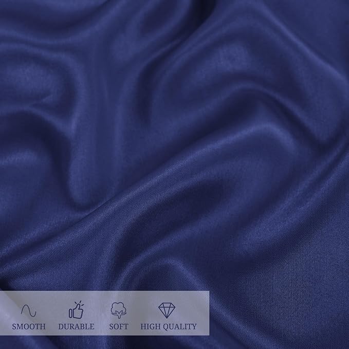 12 Pack 108 Inch Round Tablecloth, Navy Blue Satin Fabric Tablecloth for Round Tables, Wrinkle Resistant Washable Table Cover Bright Silk Table Clothes for Wedding Party Dining Tables Banquet