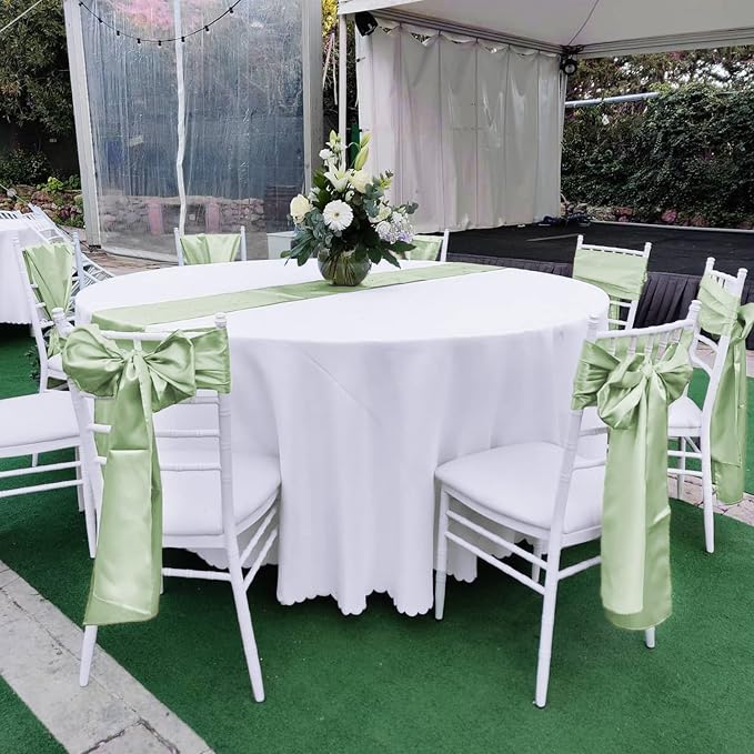 15 Pack Satin Table Runners 12 x 108 Inch Long, Sage Green Table Runners for Rectangle Round Tables,Smooth Satin Table Runner for Wedding,Birthday Party Banquets Graduation Engagements Decoration