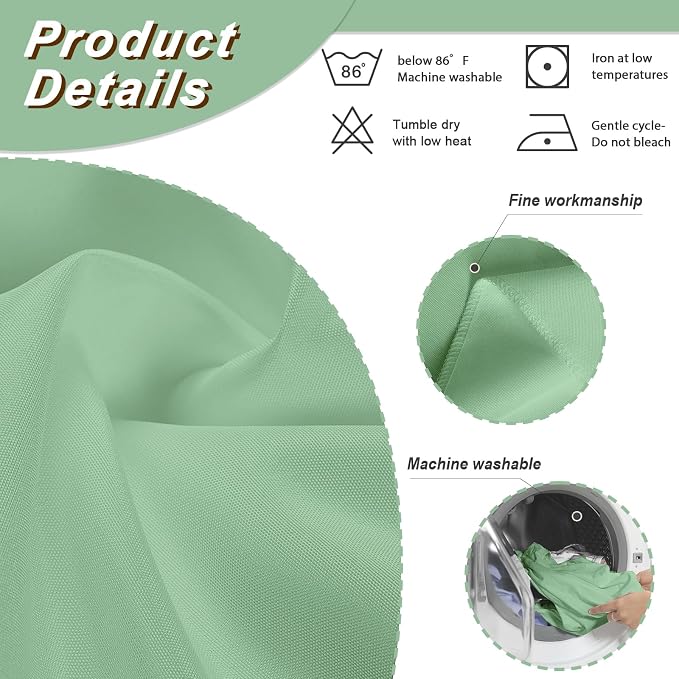 Fixwal 2 Pack Sage Green 70 x 120 Inch Rectangle Tablecloths, Reusable Heavy Duty Washable Polyester Table Covers for 6-8 Ft Tables, Wedding, Baby Shower, Boho Party, Outdoor, Picnic