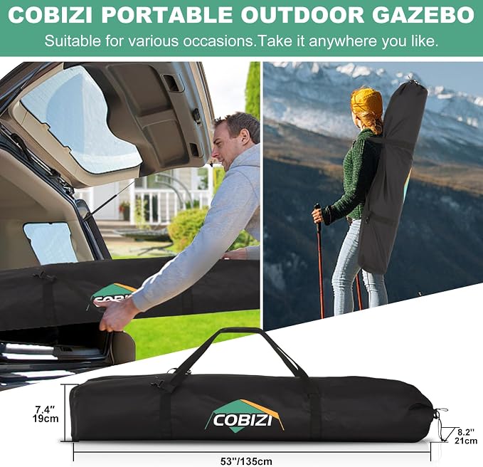 COBIZI 6x6 FT Pop up Gazebo, Popup Canopy Tent, Waterproof Screened in Gazebos,Portable Outdoor Small Screen Tents Sun Shelter,carpas para Patio for Camping, Garden and Backyard,Blue