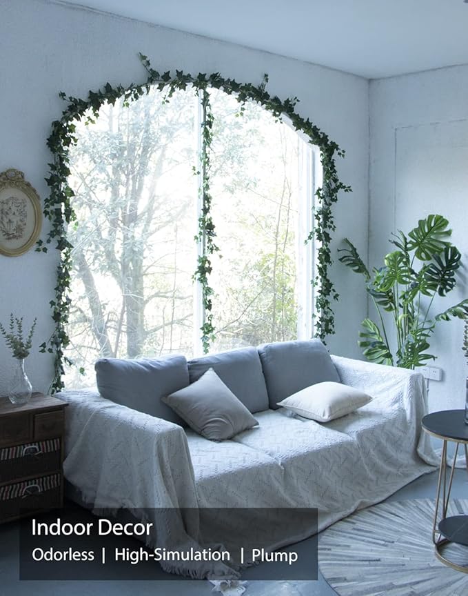 3Pcs Artificial Greenery Ivy Vines Kit, 6FT Odorless Silk Ivy Garland, Green Leaves Fake Hanging Plants, for Boho Decor, Home, Classroom, Wall, Party and Wedding Decoration