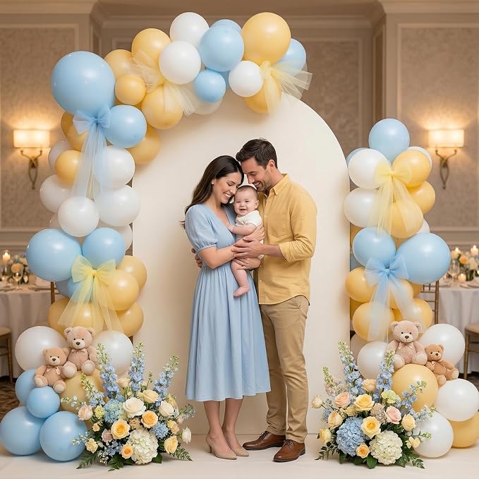 Arttown 7.2FT Gold Metal Arch Backdrop Stand and Beige Arch Cover Set Suitable for Wedding Celebrations Birthday Parties Baby Showers Graduation Ceremonies Event Decoration
