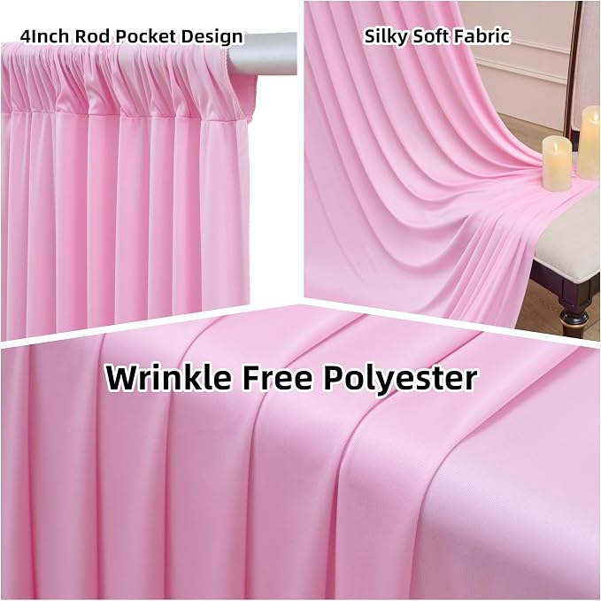 Outpain 20ftx20ft Baby Pink Backdrop Ceiling Drapes,4Panels 20ft Height Wrinkle Free Tent Draping Curtains, Fabric Drapery Ceiling Drapes for Wedding Ceremony Birthday Theme Parties with Rod Pocket