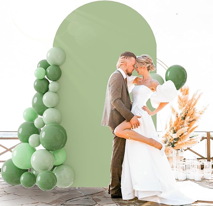 FOTSHARER Wedding Arch Backdrop Cover 6FT Sage Green Arch Backdrop Stretchy Cover for Anniversary Banquet Spandex Round Top Arch Back Drop Covers Chiara Arched Cover for Family Reunion Birthday Party