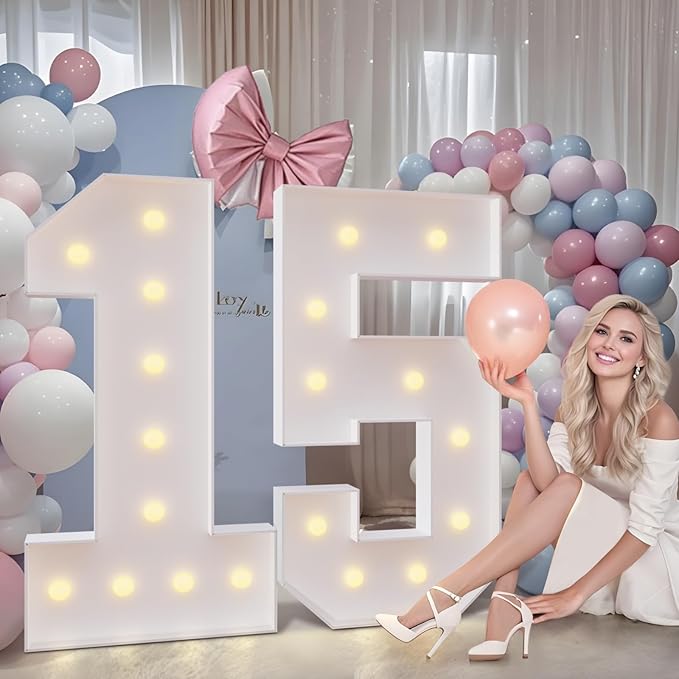 imprsv 4FT Marquee Numbers,DIY Light Up Numbers for 50th Birthday Decorations, Party Party Decorations,Anniversary Party Decor,Mosaic Number for Balloons Number 5,Pre-Cut Foam Board Kit