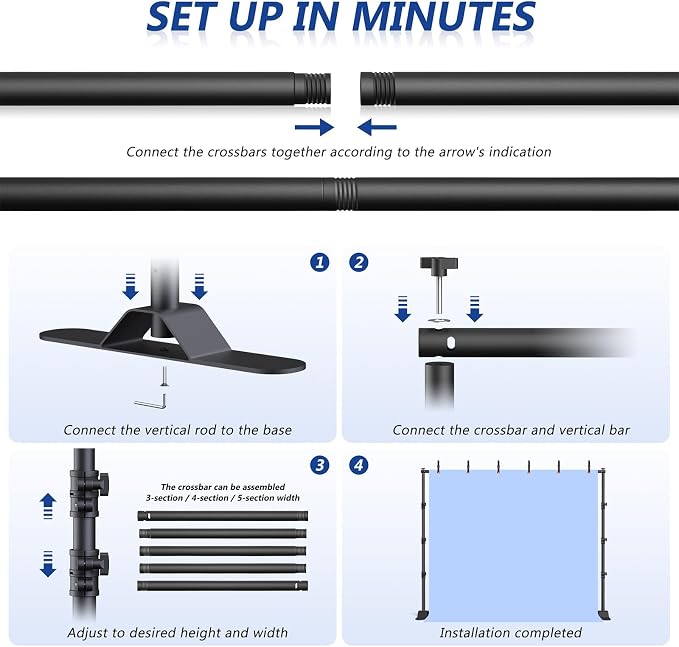 Backdrop Banner Stand 10x8ft，Adjustable Heavy Duty Photo Backdrop Stand，Step and Repeat Background Stands for Party，Photography，Wedding
