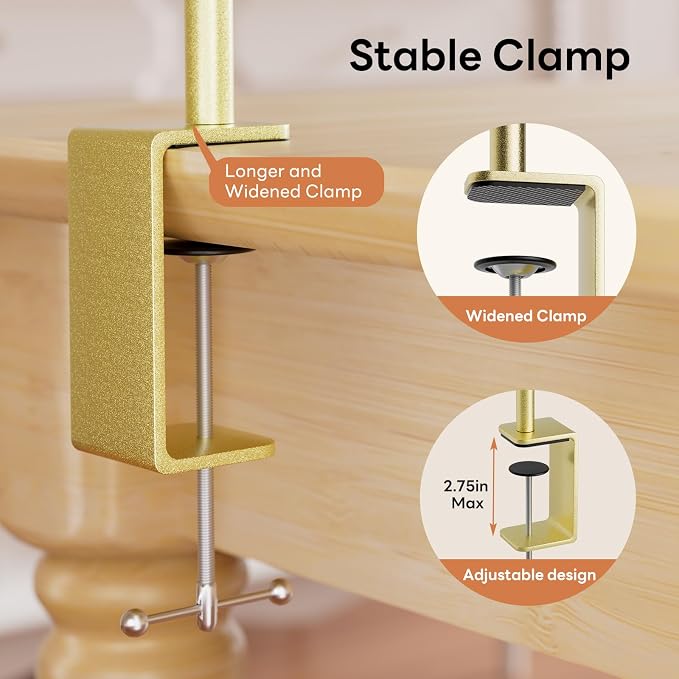 XLHOMO Over The Table Rod Stand with Clamps, Adjustable 32''-79'' Tall 32"-131" Length, Gold Table Arch Stand Metal Balloon Frame Hanging Rod for Weddings Christmas Birthdays Garden Arbors Decoration