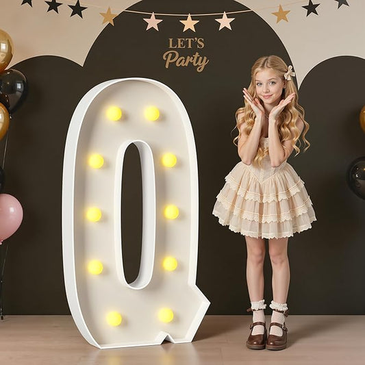 Marquee Letters 4 Feet Tall, 4FT Large Light up Letters Q, Big Sign Q with Warm White Light for Birthday Wedding Proposal Engagement Graduation Party Backdrop Decorations