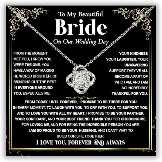 Groom To Bride Necklaces, Groom To Bride Necklace Gifts With Message Card, Groom To Bride Necklace For Wedding Day, To My Bride Necklace, Bridal Shower Necklace Gifts For Bride To Be