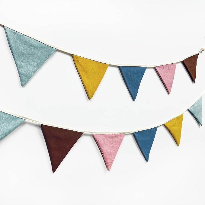 2 Sets of Boho Pennant Banner 20Pcs Nursery Garland Flags Retro Colored Fabric Linen Triangle Bunting Streamers for Kids Birthday Baby Shower Classroom Baby Room Decor Boho Wedding Party Decorations