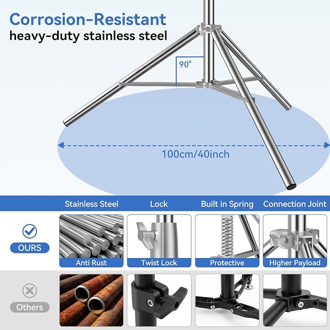 EMART Stainless Steel 10x10FT Backdrop Stand Heavy Duty,Photo Back Drop Adjustable Stand with 8 Backdrop Clamps and Carry Bag,Background Support System Kit for Photography Studio,Wedding,Party,Video