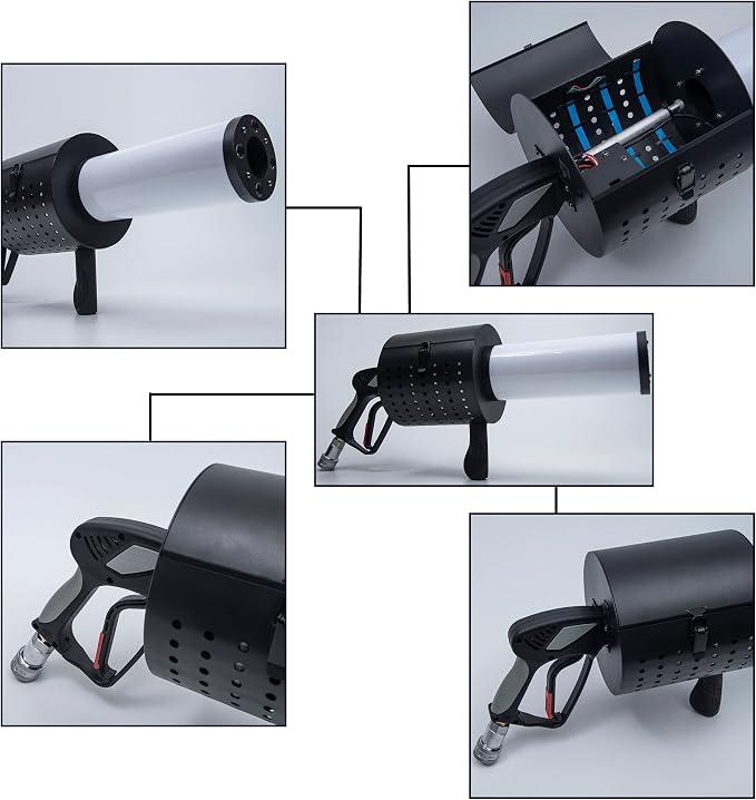 Handheld CO2 Jet Confetti Machine LED CO2 Cannon Blaster Smoke Machine with RGB Lights Carbon Dioxide Gas Column Gun Stage Effect Equipment Tube 3m Hose for Nightclub Wedding Party DJ
