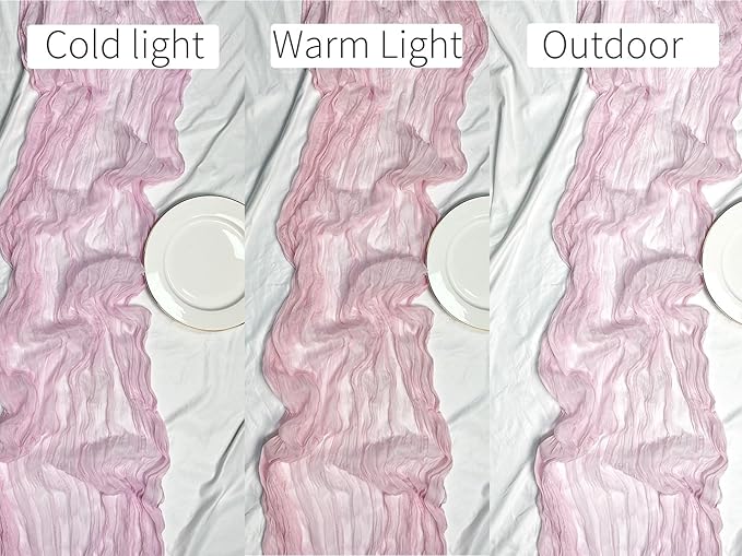 120 Inch Light Pink Cheesecloth Table Runner - 10Ft Long Cotton Gauze Table Decor for Weddings, Baby Showers & Parties
