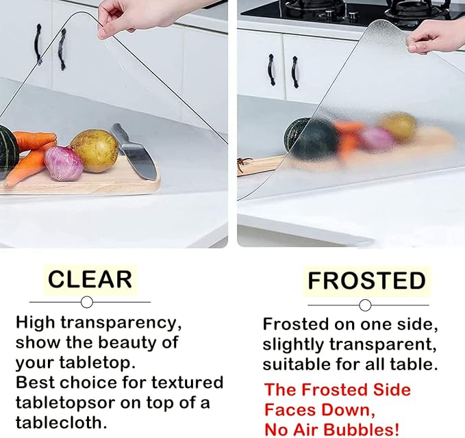 Clear Table Cover Protector 16 x 28 Inch, 1.5mm Thick Plastic Desk Protector Mat, Rectangular Waterproof PVC Clear Placemats, Vinyl Desk Cover for Desktop, Night Stand, Coffee Sofa Table