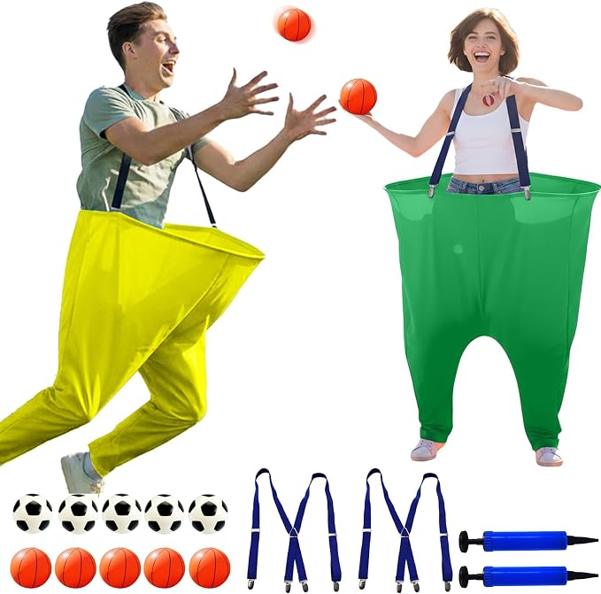 Granny Pants Yard Game Set for Adults - with Thickened Upgraded Bouncy Balls, Straps & Game Manual, Fun Outdoor Party Games for Family Backyard Gatherings（2pcs/4pcs）