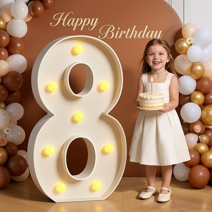 3FT Marquee Numbers 8 Large Light Up Numbers for 18th 80th Birthday Party Decorations Anniversary Light Up Sign Outdoor Pre-Cut Foam Board Kit