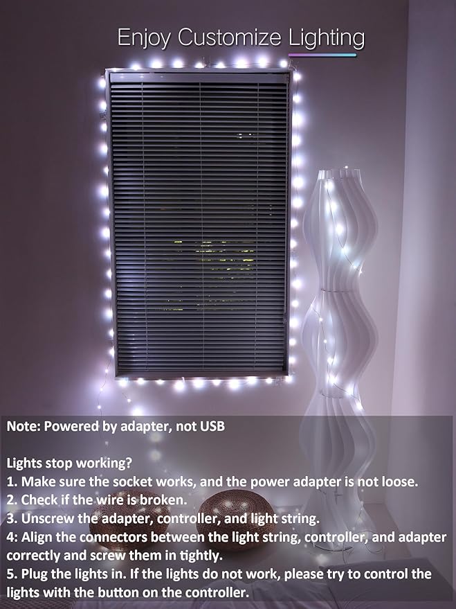 BrizLabs Smart Christmas Fairy Lights, 98ft 300 LED WiFi Christmas Fairy Lights Work with Alexa & Google Home, Rainbow Xmas Light Dimmable Xmas Decorative Lighting Music Sync for Home Holiday Party