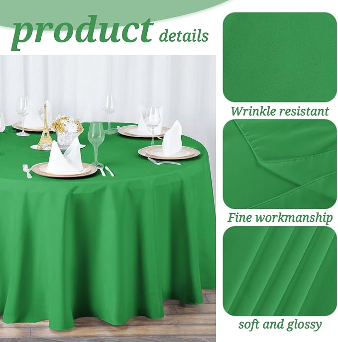 YMHPRIDE 6 Pack Round Tablecloth Green Table Cloth 120 Inch Polyester Round Table Cloth,Green TableCloths Round Washable Fabric Table Covers for Wedding,Party,Dining,Banquet
