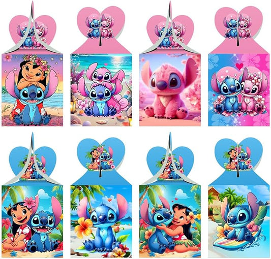 ARHAVI 12pcs Stitch Party Gift Candy Boxes Goodie Boxes, Stitch Party Supplies for Kids Birthday Decorations