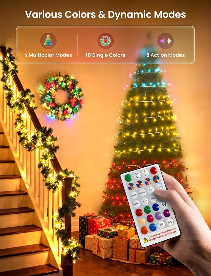 LED Fairy Lights USB Powered String Lights, 33Ft 400 LED Multicolor Firecracker Cluster Twinkle Light with Remote, Waterproof Wire Starry Light for Christmas Tree Party Bedroom Window DIY Craft Decor