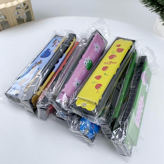 24 Pack Kids Harmonicas Birthday Party Favors - Colorful Cartoon Music Toys for Boys Girls Age 3-12, Goodie Bag Stuffers
