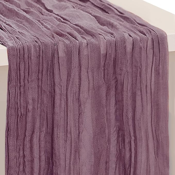 1 Pack Dusty Purple Cheesecloth Table Runner 35x120 Inch 10Ft Rustic Gauze Cheese Cloth Table Runner Sheer Cheesecloth Table Runners for Wedding Party Bridal Shower Decoration