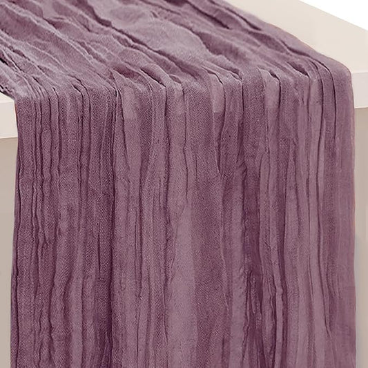 1 Pack Dusty Purple Cheesecloth Table Runner 35x120 Inch 10Ft Rustic Gauze Cheese Cloth Table Runner Sheer Cheesecloth Table Runners for Wedding Party Bridal Shower Decoration