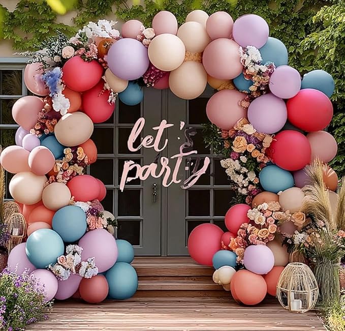 Pastel Balloon Garland Double Stuffed Dusty Pink Blue Cream Balloon Light Purple Pink Nude Latex Balloons Arch Kit for Wild Flower Gender Reveal Baby Shower Tea Birthday Decorations