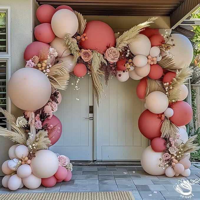 Dusty Pink Balloons Arch Kit Double Stuffed Pink Balloon Garland Latex Different Sizes 18In 12In 5In For Anniversary Girls Birthday Bridal Baby Shower Engagement Party Decoretions