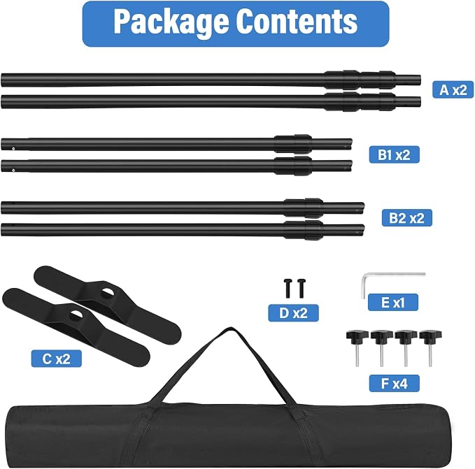 10 x 8 FT Banner Stand Kit, Adjustable Backdrop Stand for Parties, Heavy-Duty Photography Step and Repeat Stand with Portable Bag for Birthdays, Promotions, Exhibitions (Banner Not Included)