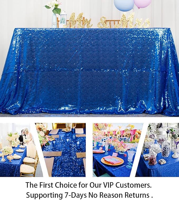 ShiDianYi 50''x72'' Royal Blue Sequin Tablecloth Wedding Table Cloth Sparkle Sequin Linens Glitz Party Table Cloth Sequin Cake Tablecloth