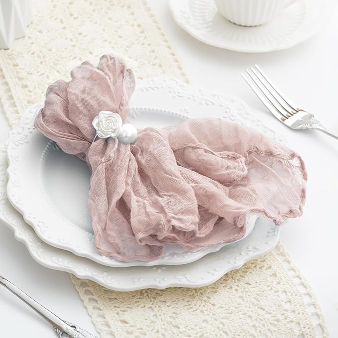 100 Pack Dusty Pink Cloth Napkins 21x21 Inches Dusty Pink Cheesecloth Napkins Set of 100 Washable Dinner Table Napkins for Wedding Bridal Baby Shower Party Rustic Boho Cotton Gauze Party Table Decor