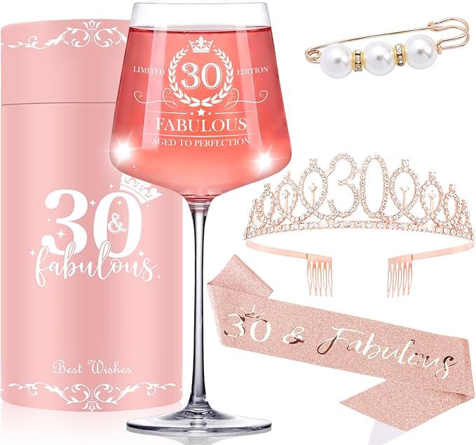 30TH Birthday Gifts for Women,her,In my 30 Year Old Birthday Decorations For Her,30&Fabulous Sash and Tiara For Women,Friends,Sister-Turning 30th Party Favor Supplies