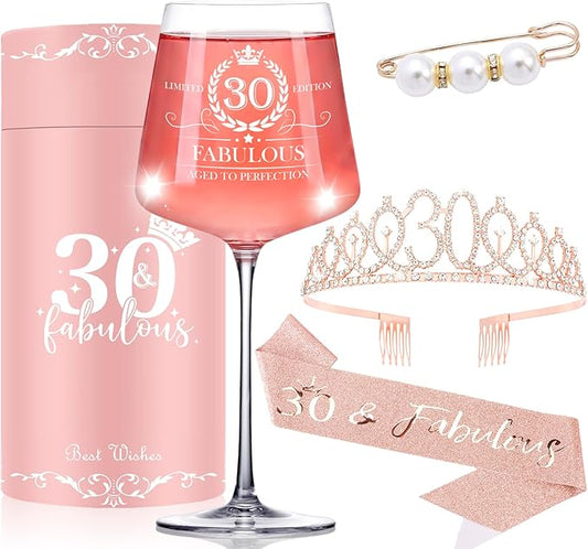 30TH Birthday Gifts for Women,her,In my 30 Year Old Birthday Decorations For Her,30&Fabulous Sash and Tiara For Women,Friends,Sister-Turning 30th Party Favor Supplies