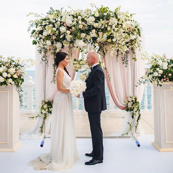 Wedding Arch Backdrop Stand,7x6 FT Metal Arch Backdrop Stand for Ceremony, Stainless Steel Square Backdrop Stand for Parties,Wedding,Birthday,Anniversary,Baby Shower,Garden Decorations