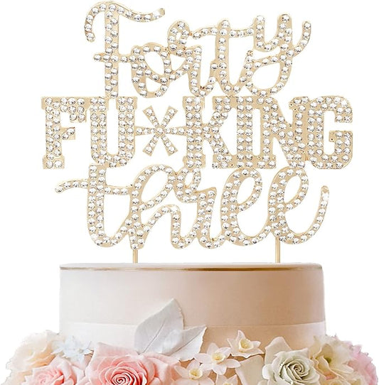 LINGTEER Happy 43rd Birthday Funny Gold Rhinestone Cake Topper - Cheers to 43 Years Old Birthday Party,Forty-Three Cake Centerpieces Topper Decorations Gift Sign.