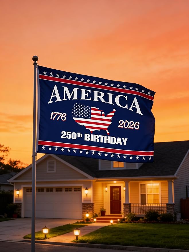 250 Anniversary USA Flag - 3x5 Ft Double Sided 3 Layers Patriotic Flags - 4th of July Decorations Independence Day American 250th Anniversary Flag for Indoor Outdoor Decoration