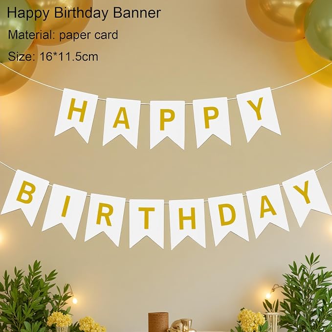 First Birthday Decorations - Complete Party Set with High Chair Banner, Number 1 Balloon, One Cake Topper, Crown, Balloons & Birthday Banner(Green)