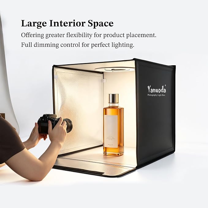 20"x20" Photo Studio Light Box with 35W Type-C Power Adapter, 300 LEDs 3 Color Temp CRI 95+ Professional Photography Box, 6 PVC Backdrops Dimmable Photo Booth for Jewelry Reflective Glass