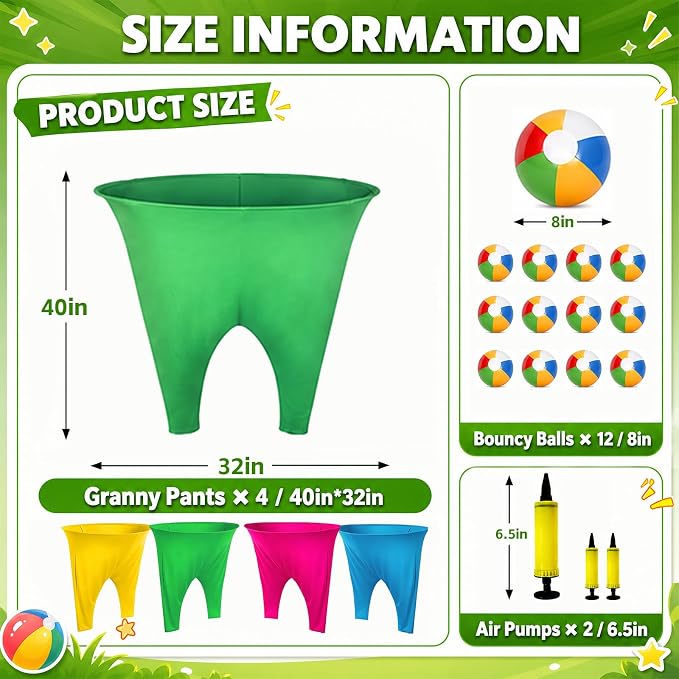 Granny Pants Yard Game, Granny Pants Outdoor Party Game Granny Pants Outdoor Game with Bouncy Balls and Pump Fun Family Reunion & Adult Yard Games for Groups