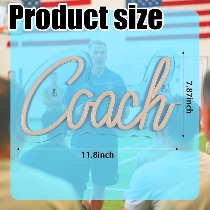 Coach Neon Sign, Basketball Led Neon Light, Dimmable LED Neon Signs for Wall Decor, Powered by USB Wall Decor Aesthetic, Sports Neon Signs for Room Bedroom Decor Coach Gifts